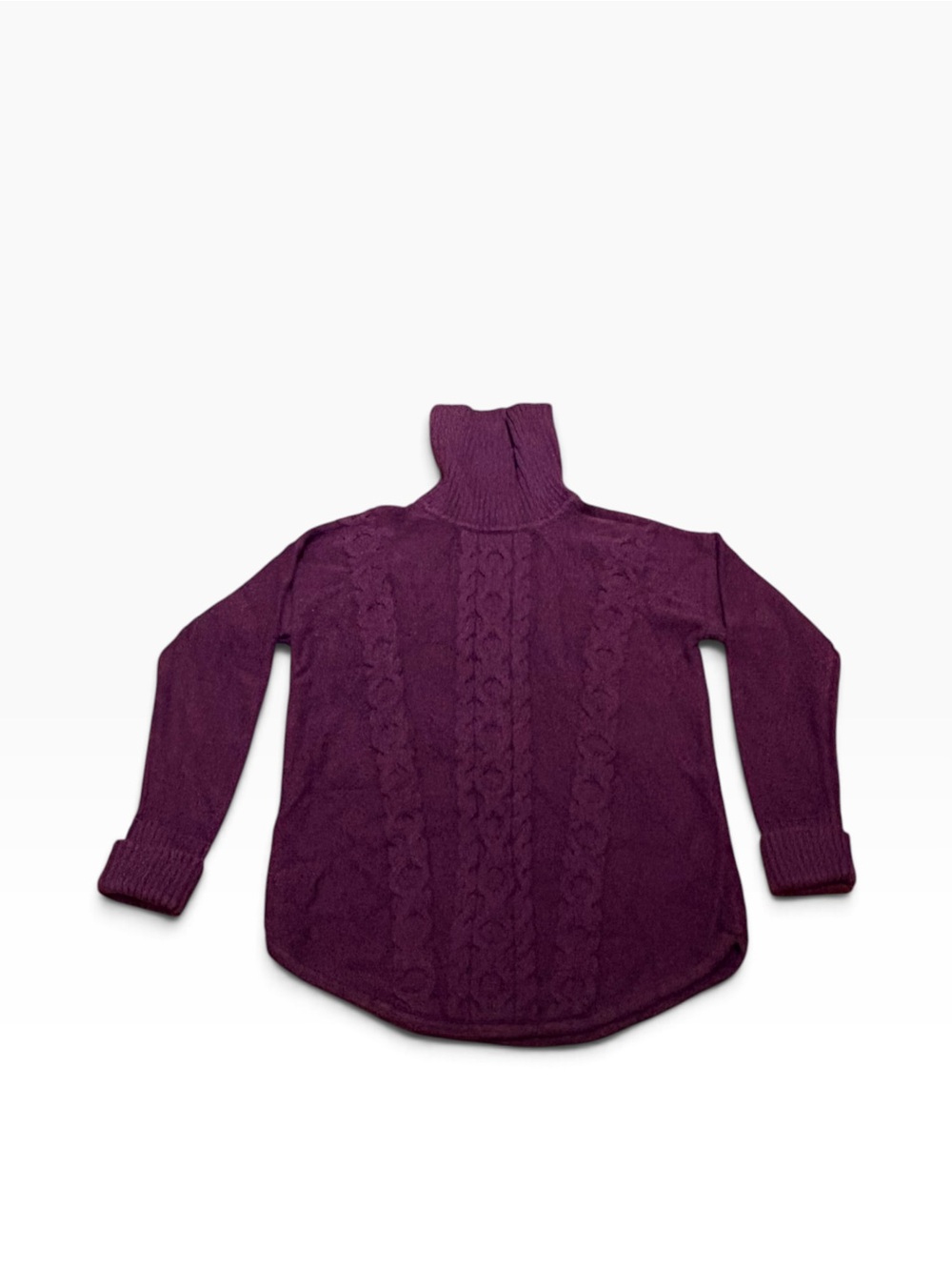 L.L. Bean Women's Cable Turtleneck Sweater in Plum